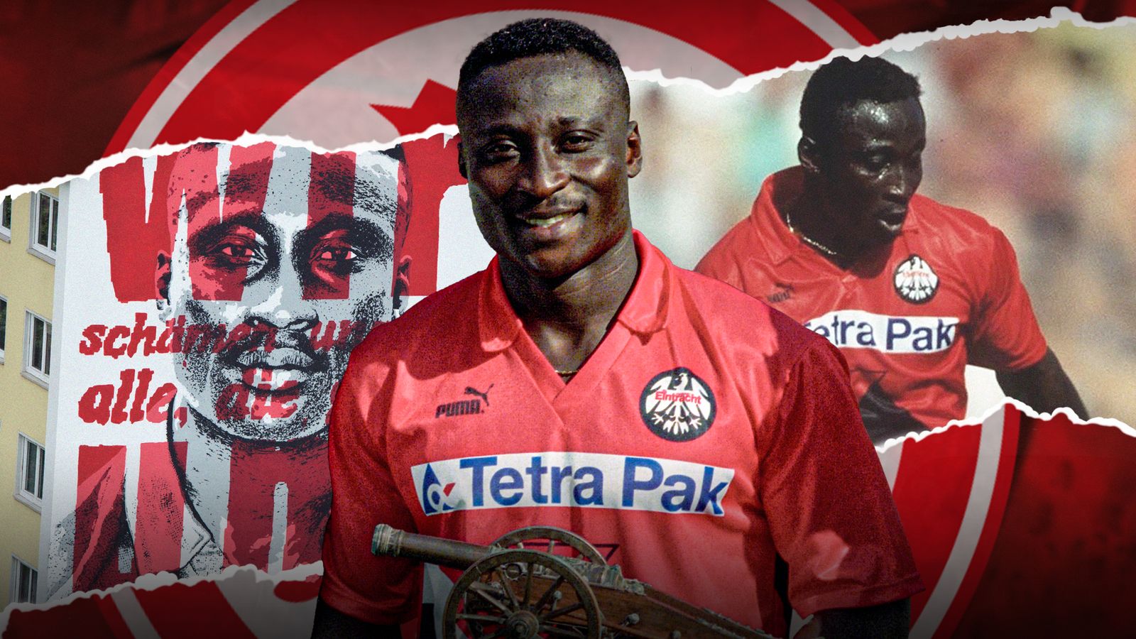 ข้อความต่อต้านการเหยียดเชื้อชาติของ Tony Yeboah ขยายความด้วยจิตรกรรมฝาผนังในแฟรงก์เฟิร์ตและยังคงมีความเกี่ยวข้องในเมืองที่เขาเป็นตำนาน |  ข่าวฟุตบอล